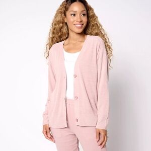 Barefoot Dreams Cozy Chic Ultra Lite Button Cardi Teaberry NWT $158 Retail